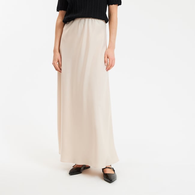 Юбка макси, атлас бежевый LA REDOUTE COLLECTIONS