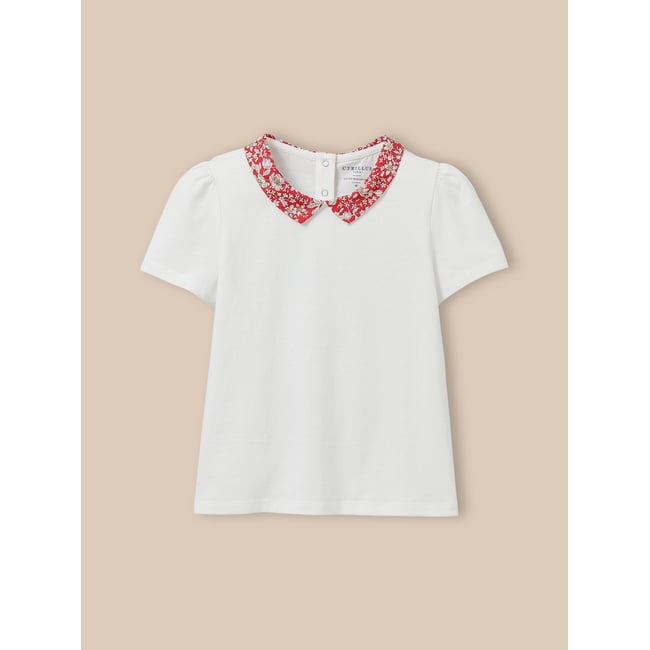 T-shirt col en tissu Liberty  - coton biologique - CYRILLUS