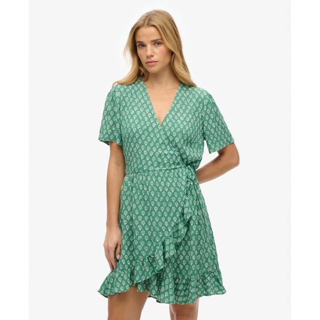 Robe portefeuille courte imprimée à manches courtes - SUPERDRY