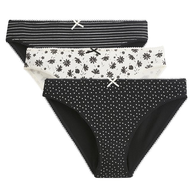 Lot de 3 slips imprimé noir/blanc <span itemprop=