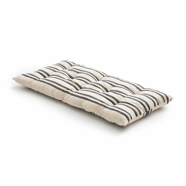 Gestreifte Bodenmatratze Minille, 190 cm natur/schwarz <span itemprop=