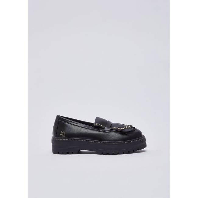 Mocassins avec franges noir <span itemprop=