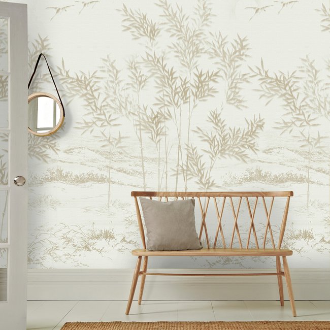 Papier peint panoramique Oceane raccordable à l'infini Couleur beige poudré <span itemprop=