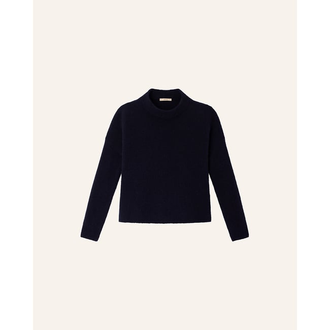 Pull col rond, KUNLUN marine <span itemprop=