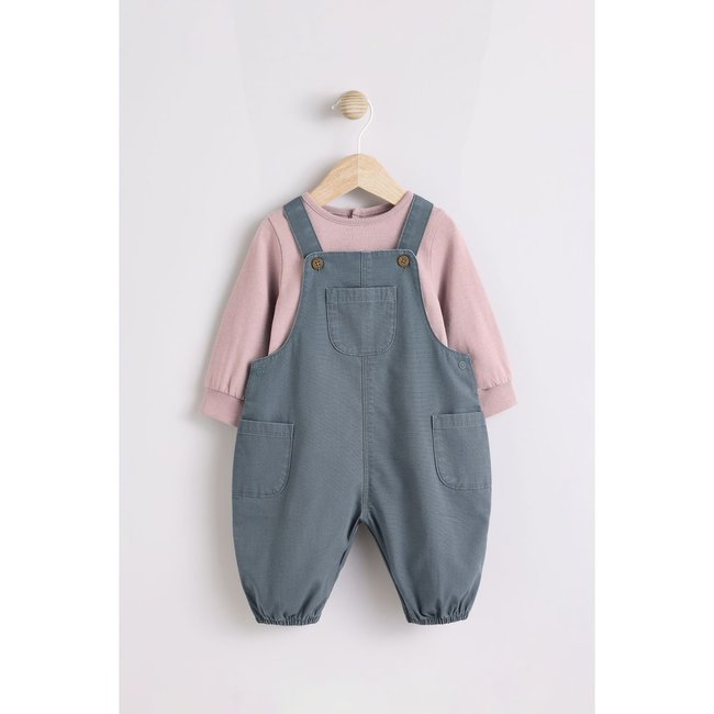 Body et salopette bébé tissé ensemble gris anthracite <span itemprop=
