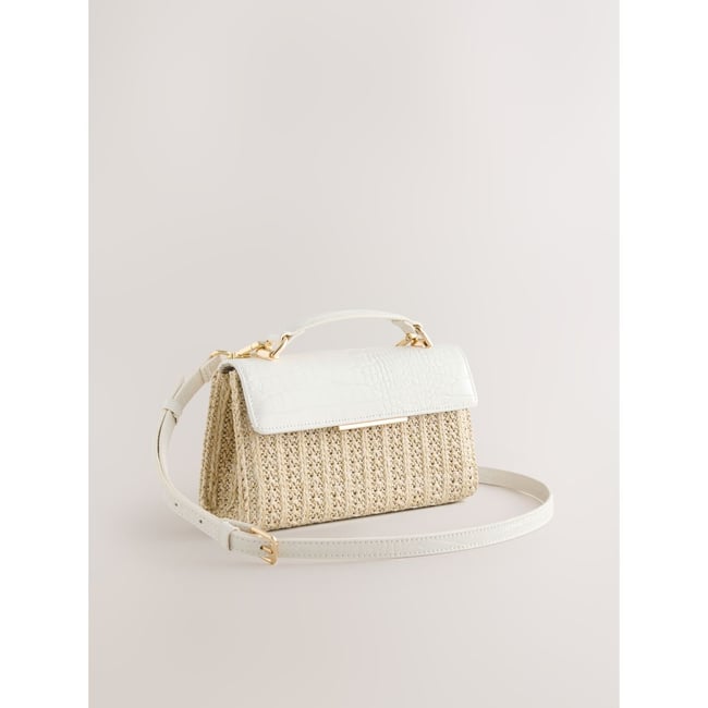 Sac à poignée supérieure effet raphia naturel <span itemprop=