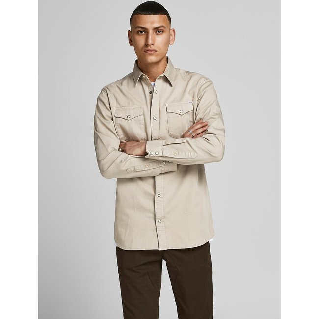 Camisa vaquera slim fit Jjesheridan beige <span itemprop=