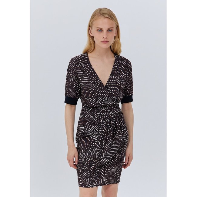 Robe à imprimé psychédélique  rouge bordeaux <span itemprop=