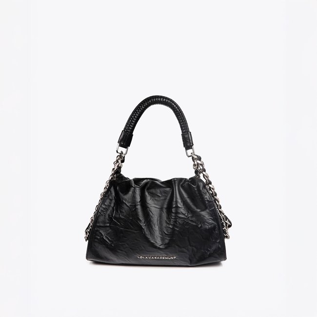 Sac à main effet froissé avec chaînes décoratives épaisses noir <span itemprop=