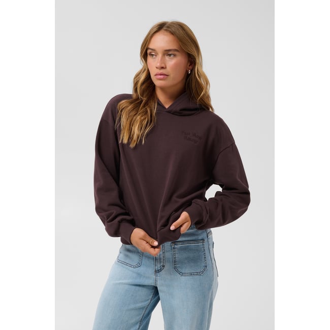 Sweat à capuche marron fudge <span itemprop=