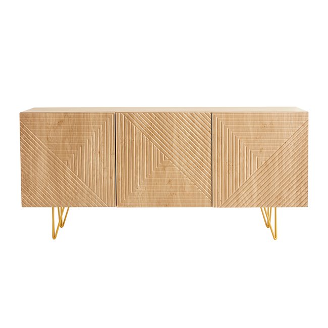 Buffet design 3 portes pieds métal doré L160 cm OZEN - MILIBOO