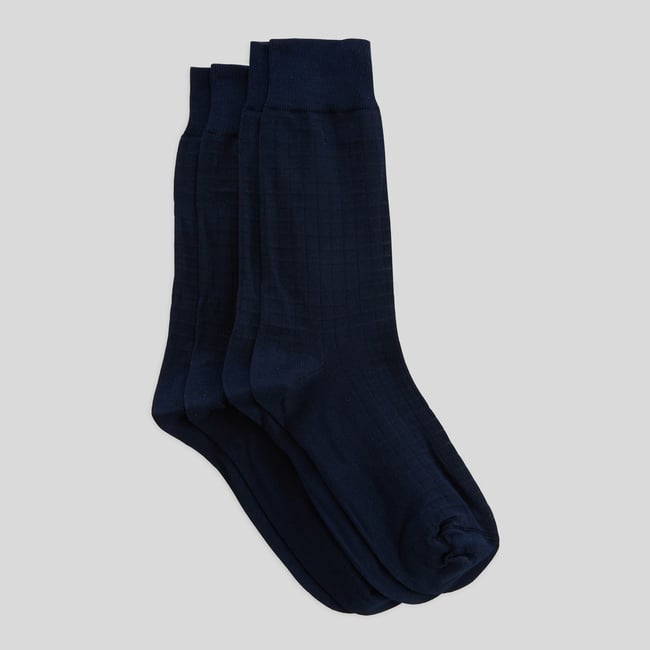 Lot de 2 chaussettes en fil d'écosse à carreaux marine <span itemprop=