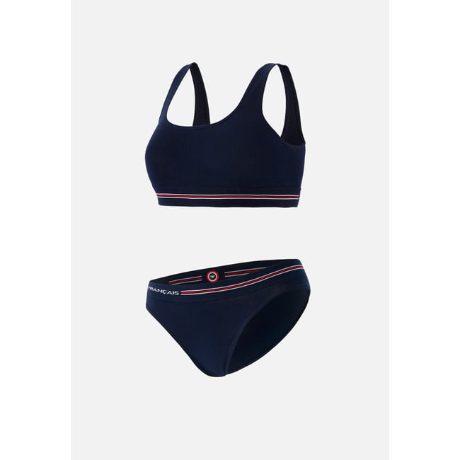 Ensemble Culotte Brassière En Coton Sans Couture Anaïs+CATHY bleu <span itemprop=