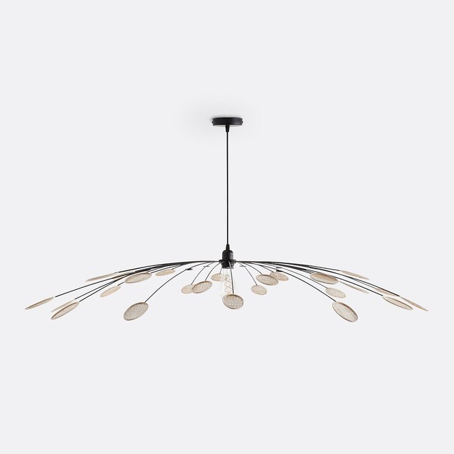 Signatures Léonie 138cm Diameter Metal & Cane Pendant Light natural/black LA REDOUTE INTERIEURS