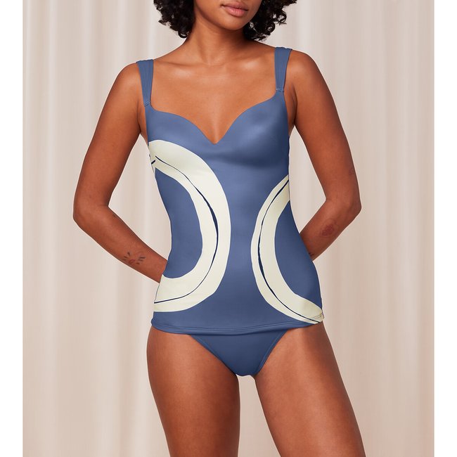 Soutien de tanquíni Summer Allure estampado azul/cru <span itemprop=