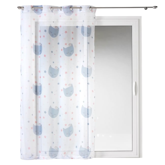 Panneau a oeillets rideau voile Mimi chat blanc <span itemprop=