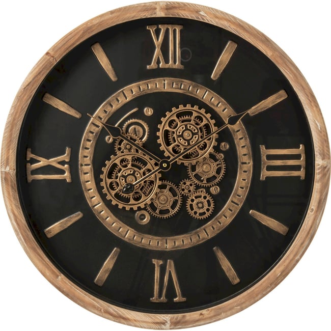 Horloge murale en métal style industriel Couleur naturel et noir <span itemprop=