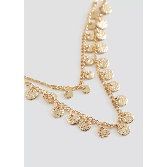 Lot de 2 colliers perles métalliques or <span itemprop=