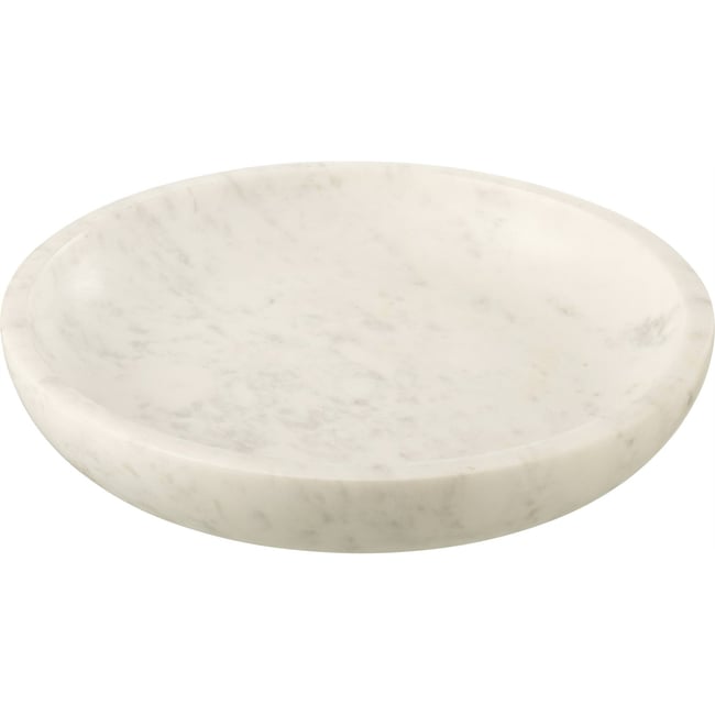 Plat décoratif rond en marbre Couleur blanc marbré naturel <span itemprop=