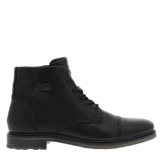 Bottines cuir talon plat noir <span itemprop=