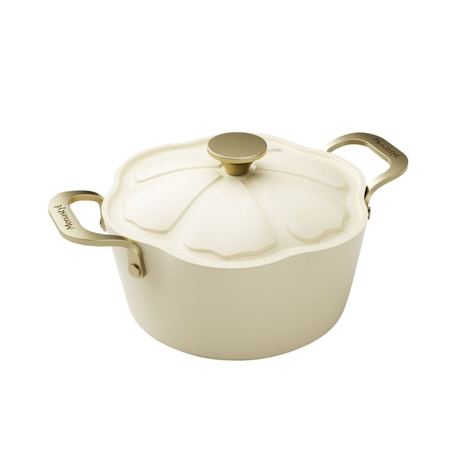 Faitout 24cm en aluminium recyclé, DAHLIA beige-or <span itemprop=