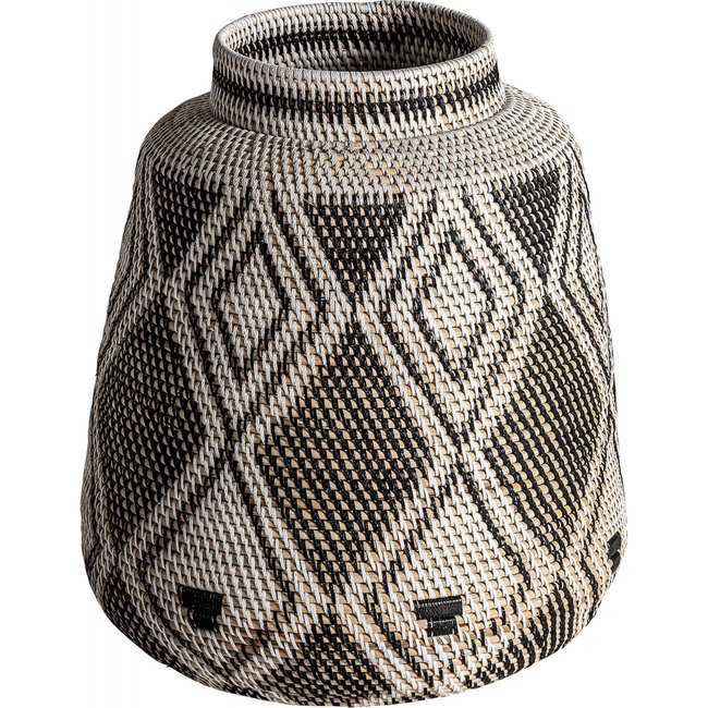 Vase en rotin ethnique, Zirba Couleur nuance de beige avec motifs ethniques <span itemprop=
