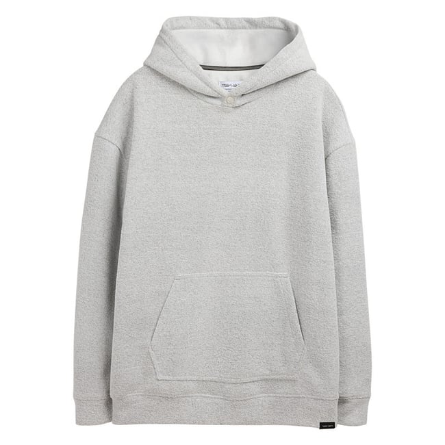 Sweat à capuche gris clair chiné en tissu éponge à coupe droite gris <span itemprop=