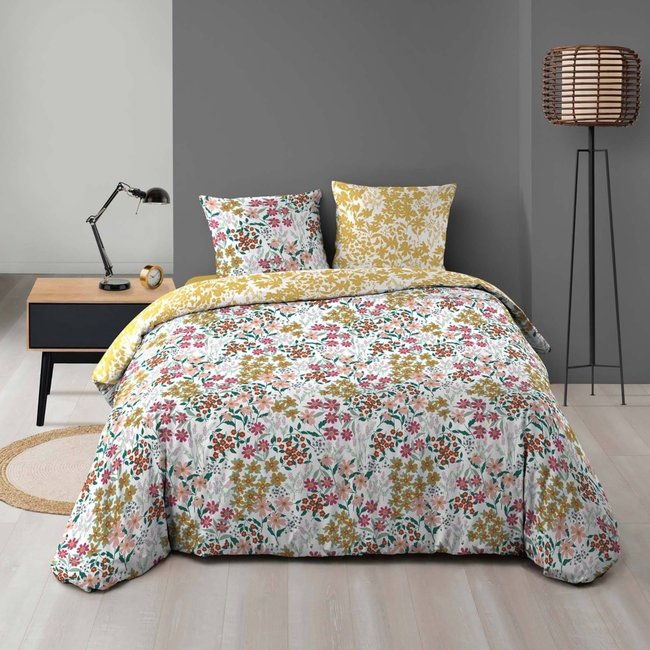 Housse de couette   Claudia polyester microfibre flanelle jaune <span itemprop=
