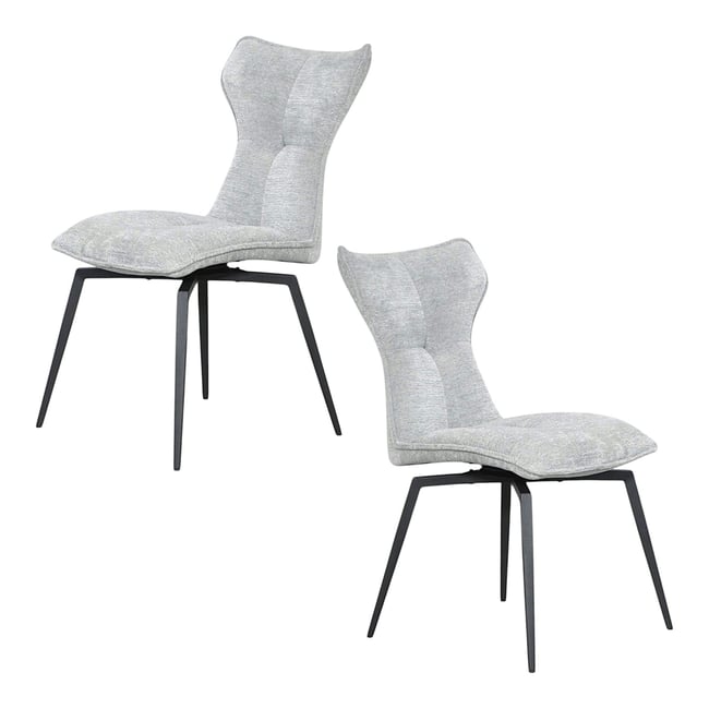 Chaise grise pivotante en velours avec passepoil (lot de 2) LOMBARDIE Couleur gris <span itemprop=