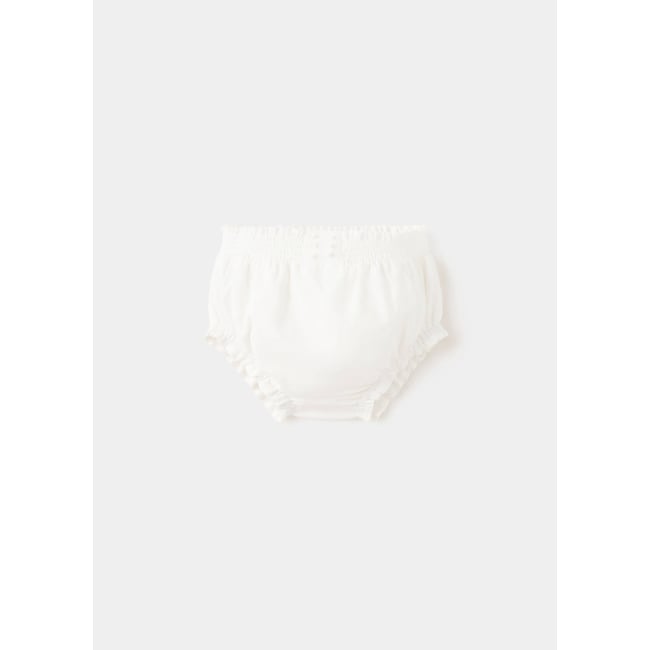 Shorts coton détails froncés blanc cassé <span itemprop=