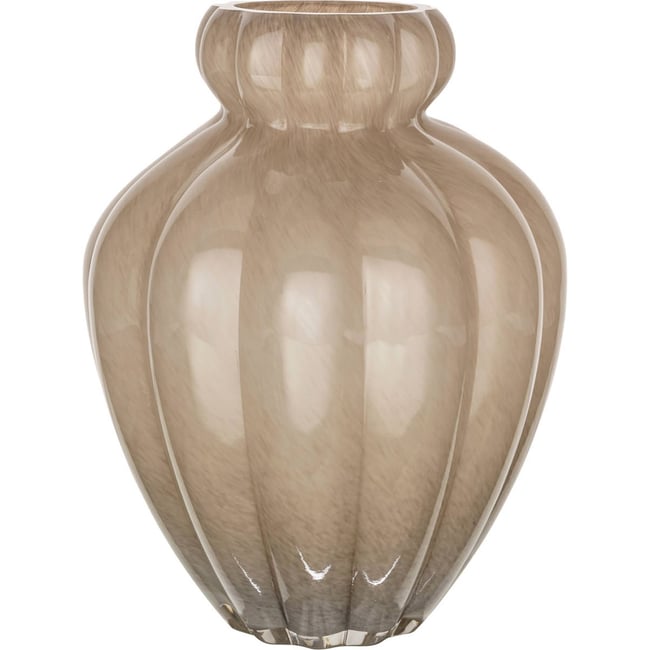 Vase en verre au relief élégant Couleur taupe <span itemprop=