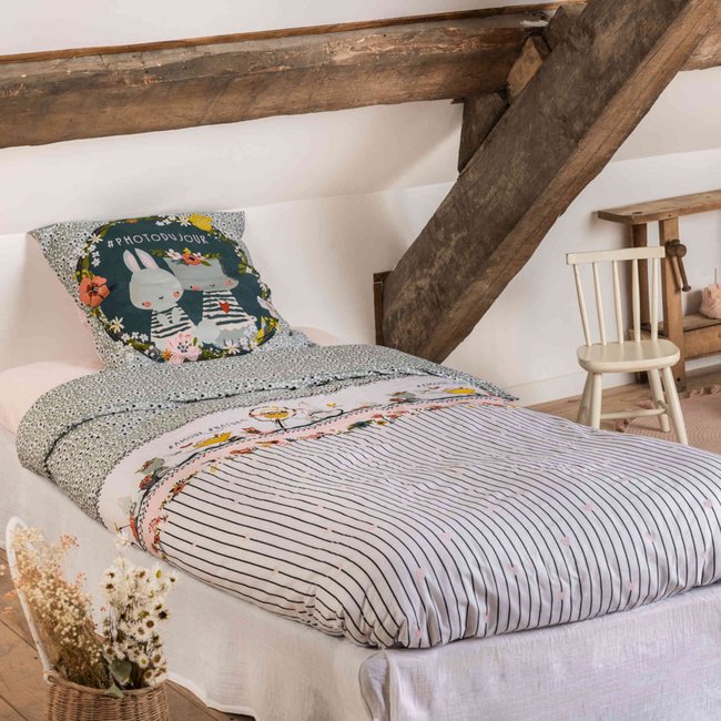 Parure de lit JARDINAGE blanc <span itemprop=