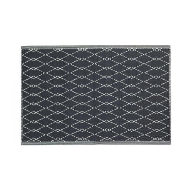Tapis d'extérieur en polypropylène 120 x 180 cm Losanges - Noir Couleur noir <span itemprop=