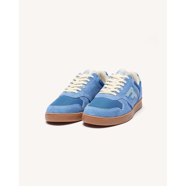 Baskets basses suede tissu PALMER bleu océan <span itemprop=