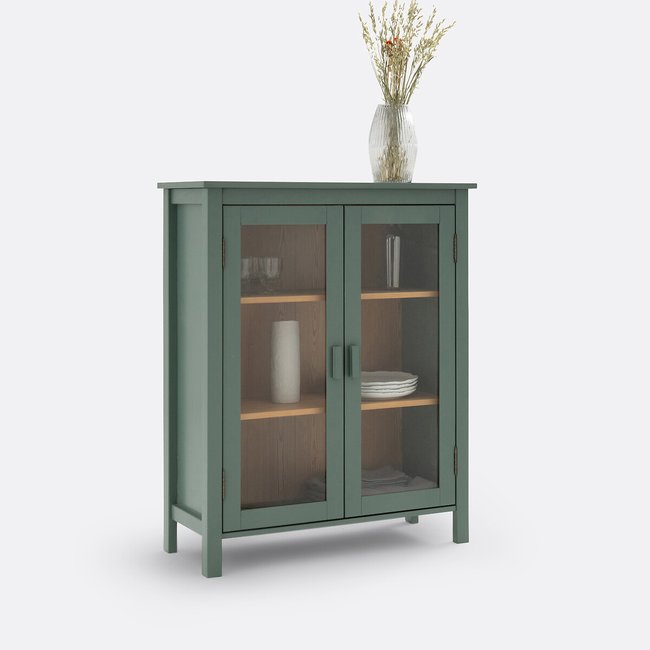 Vitrine basse, Alvina Couleur vert eucalyptus <span itemprop=