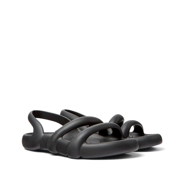 Sandales plates Kobarah noir <span itemprop=