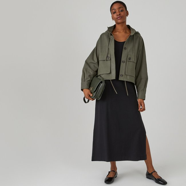 Khaki green cropped jacket hotsell