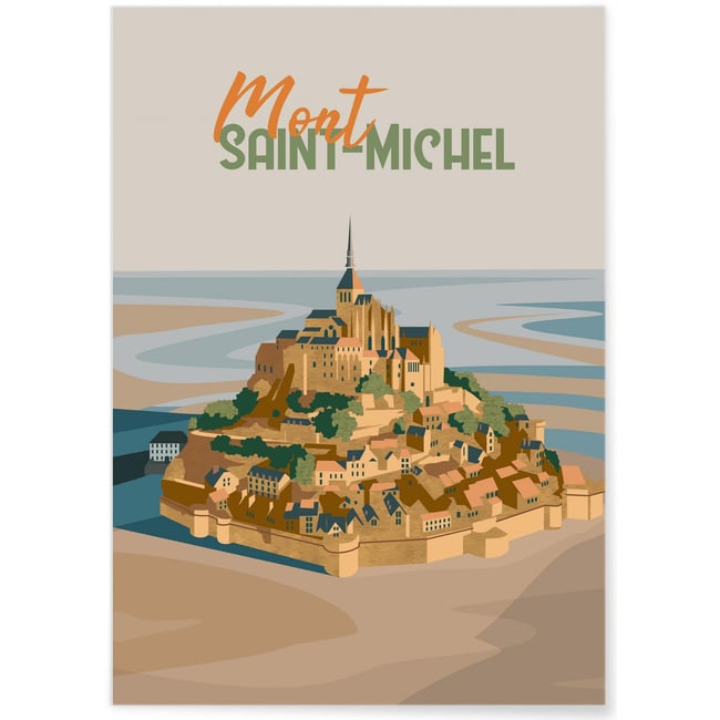 Affiche ville Mont-Saint-Michel 2 Couleur blanc <span itemprop=