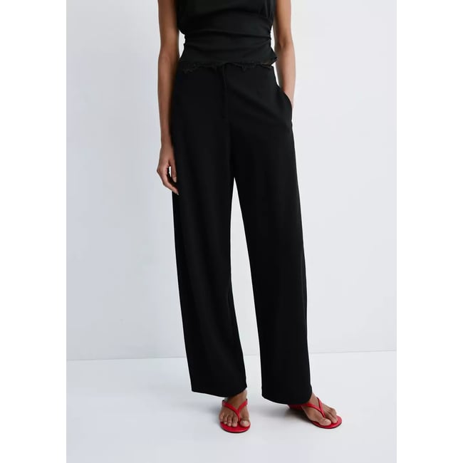 Pantalon droit taille normale noir <span itemprop=