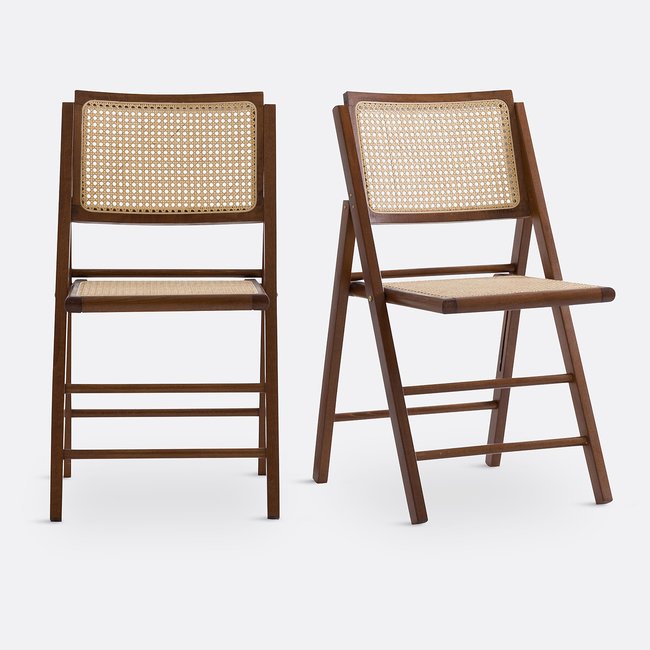 Lot de 2 chaises pliantes hêtre et cannage, Rivia - LA REDOUTE INTERIEURS