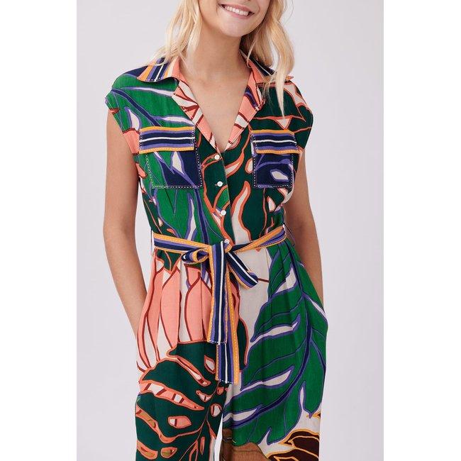 Combinaison safari imprimée et ample sans manches INAYA peche <span itemprop=
