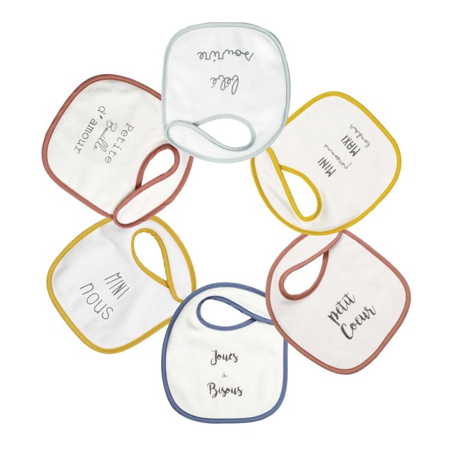 Lot de 6 bavoirs blanco <span itemprop=