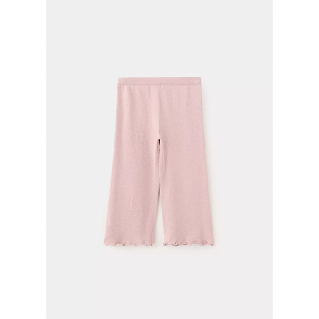 Pantalon droit maille fine rose <span itemprop=