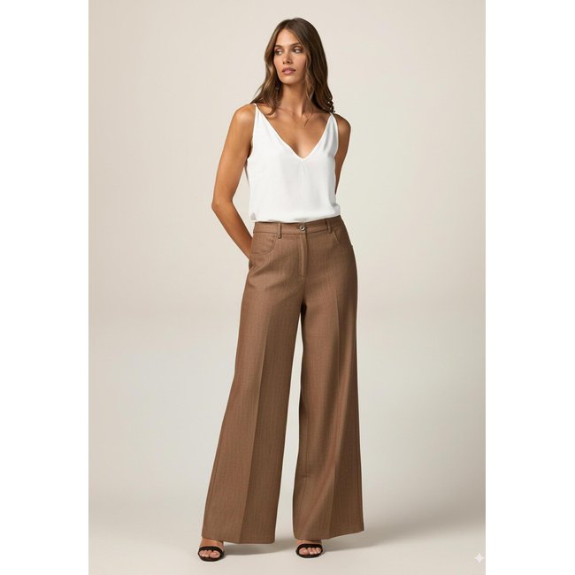 Pantalon palazzo marron <span itemprop=