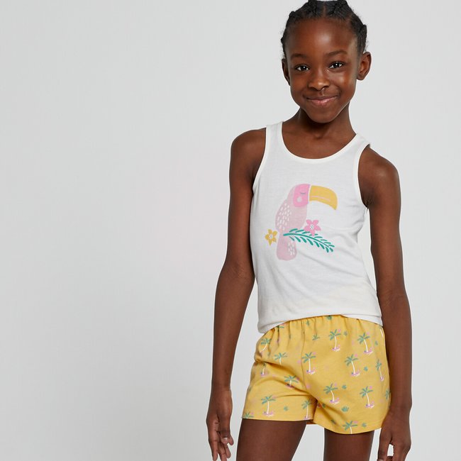 Pyjashort ecru/jaune <span itemprop=