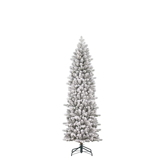 Sapin de Noël artificiel étroit et enneigé H185 cm HARMA Couleur vert <span itemprop=