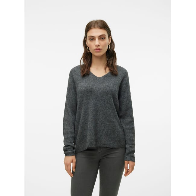 Pull scollo a V in morbida maglia ecru  VERO MODA