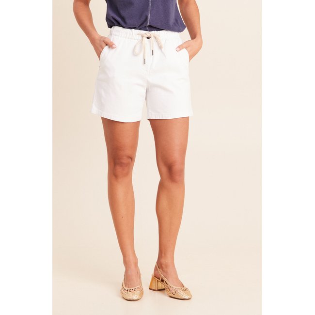 Short coupe mom taille élastiquée blanc <span itemprop=