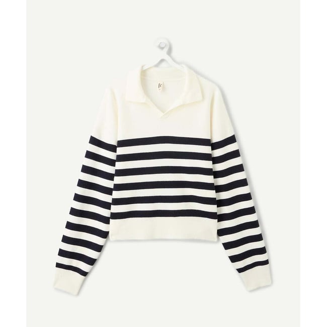 Jersey a rayas, cuello de polo rayas <span itemprop=