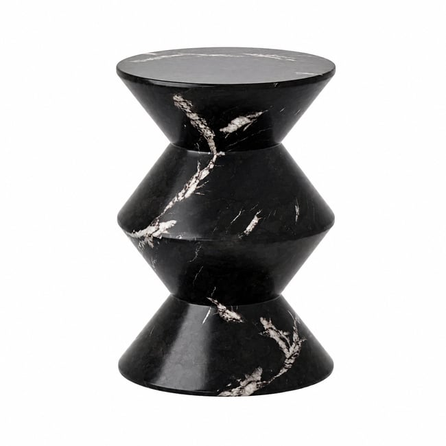 Table d'appoint, bout de canapé, béton Ø40 x H56,6cm W Couleur noir <span itemprop=